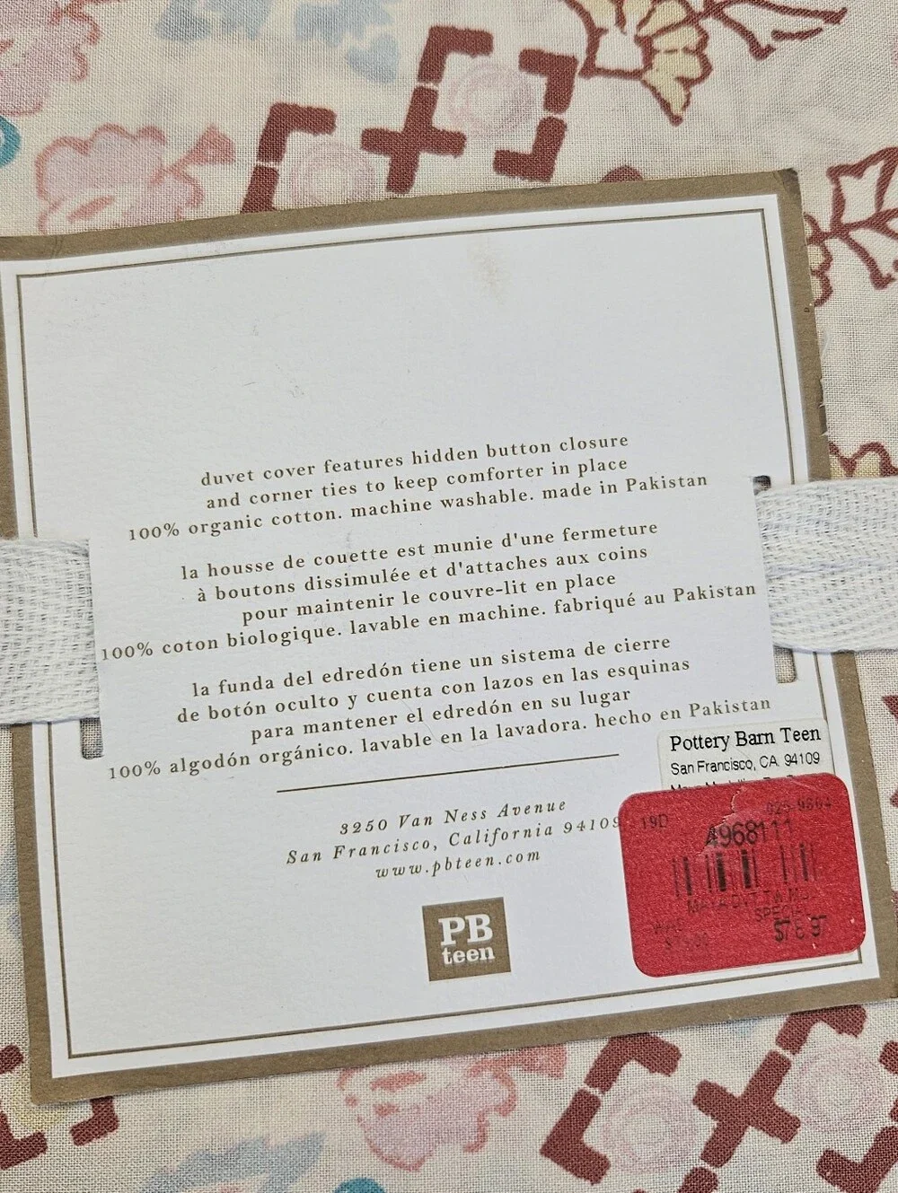 Pottery Barn Teen Girls Organic Maya Medallion Duvet Cover Multi Twin Ecru